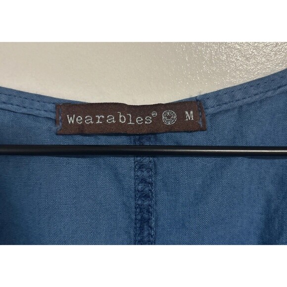 XCVI WEARABLES LINEN NORRIS JUMPSUIT Blue Sleeveless Cargo pockets - Picture 2 of 4